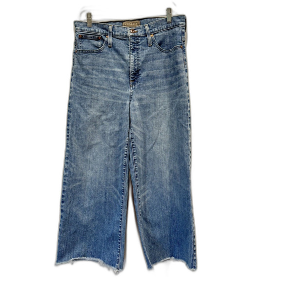 Point Sur Jeans Wide Leg Crop Denim Medium Blue Wash High Rise Women sz 31 - Picture 1 of 9
